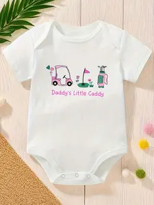PUEMCO Baby Girls Bodysuit - Golf-Themed "Daddy's Little Caddy" Graphic Onesie, Fun Themed Bodysuits for Infants, Cute Father-Daughter Design Baby Girls Clothing
