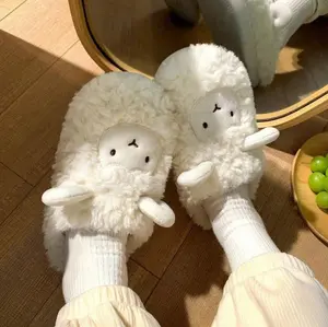New Anti-Slip Warm Thermal Lined Couple Pink Ladies Cartoon 3D Sheep Slippers, Cute Pet Design, Warm For Winter