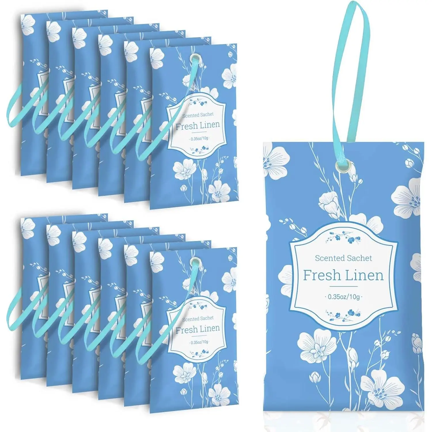 SCENTORINI Scented Sachets for Drawers and Closets, Fresh Linen Scent 14 Pack, Sachets Bags, Closet Freshener Sachet for Wardrobe, Cupboard, Luggage, Handbag, Suitcases