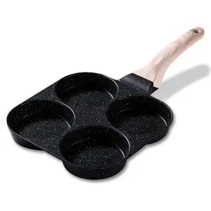 CAROTE Egg Pan Omelette Pan, 4-Cup Nonstick Granite Omelette Skillet - Pancake Pan and Healthy Egg Cooker Suitable for Gas Stove & Induction Cookware, Black