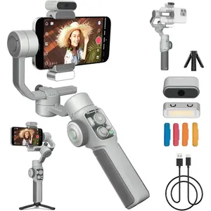 CINEPEER Smooth 5E Combo Gimbal Stabilizer for , Android, Built-in Fill Light, Tripod, 3-Axis 300g Payload Phone Gimbal, Gesture Control, Vlogging Stabilizer for YouTube,