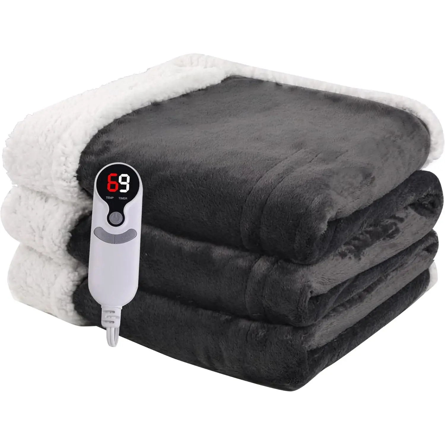 Heated Blanket Electric Blanket Full Size 72''x84'' with 9 Heating Levels, 1-10 Hour Auto Shut Off, Machine Washable, Flannel & Sherpa Soft Warming Blanket