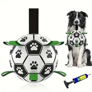 Dog Training Football with Air Pump, World Cup Soccer Ball, Dog Birthday Gifts, Resistant to biting, Herding Ball, Iterative Dog Toys for Small Medium & Large Dogs, Puppy Outdoor Toy, Durable Pet Training Soccer Ball