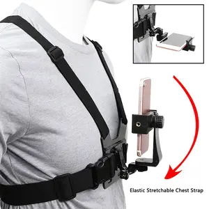 Adjustable Mobile Phone Chest Mount Harness Strap with Smartphone Clip Holder Adapter for DJI Action 4 3 for Insta360 X4 X3