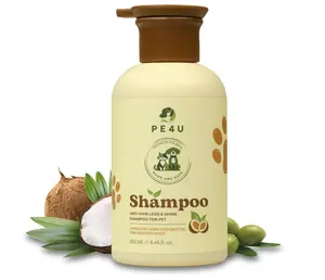 PE4U Natural Anti-Shedding & Coat-Softening Pet Shampoo, Gentle Anti Shedding Shampoo for Dogs & Cats, Reduces Shedding, Softens Fur - 8.45 Fl Oz Dog Shampoo for Shedding - Deshedding Dog Shampoo