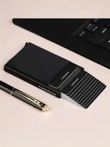 Slim Aluminum Wallet with Elasticity Back Pouch ID Credit Card Holder Mini RFID Wallet Automatic Pop Up Bank Card Case Men Purse