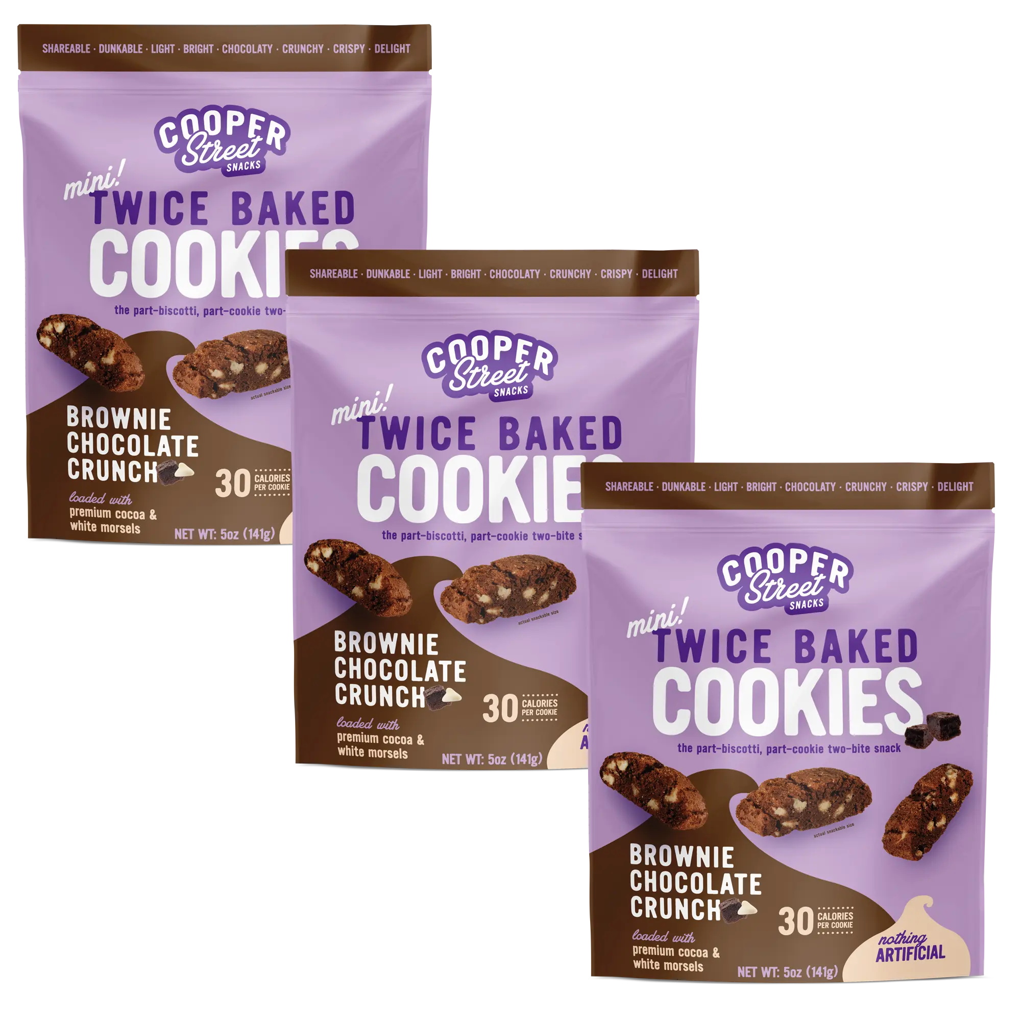 Brownie Chocolate Crunch Twice Baked Cookies 5oz - 3 Pack