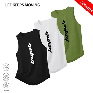 Life Keeps Moving Men's Quick-Dry Sports Tank Tops 3 Counts Lightweight Summer Outdoor Running Sleeveless Training T-Shirts Solid Color American Basketball Casual Beach Night Running Fitness Apparel tank tops for men vest tank tops for men vest