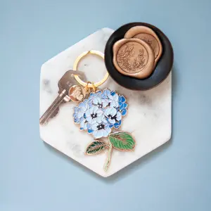 Blue Hydrangea Soft Enamel Keychain