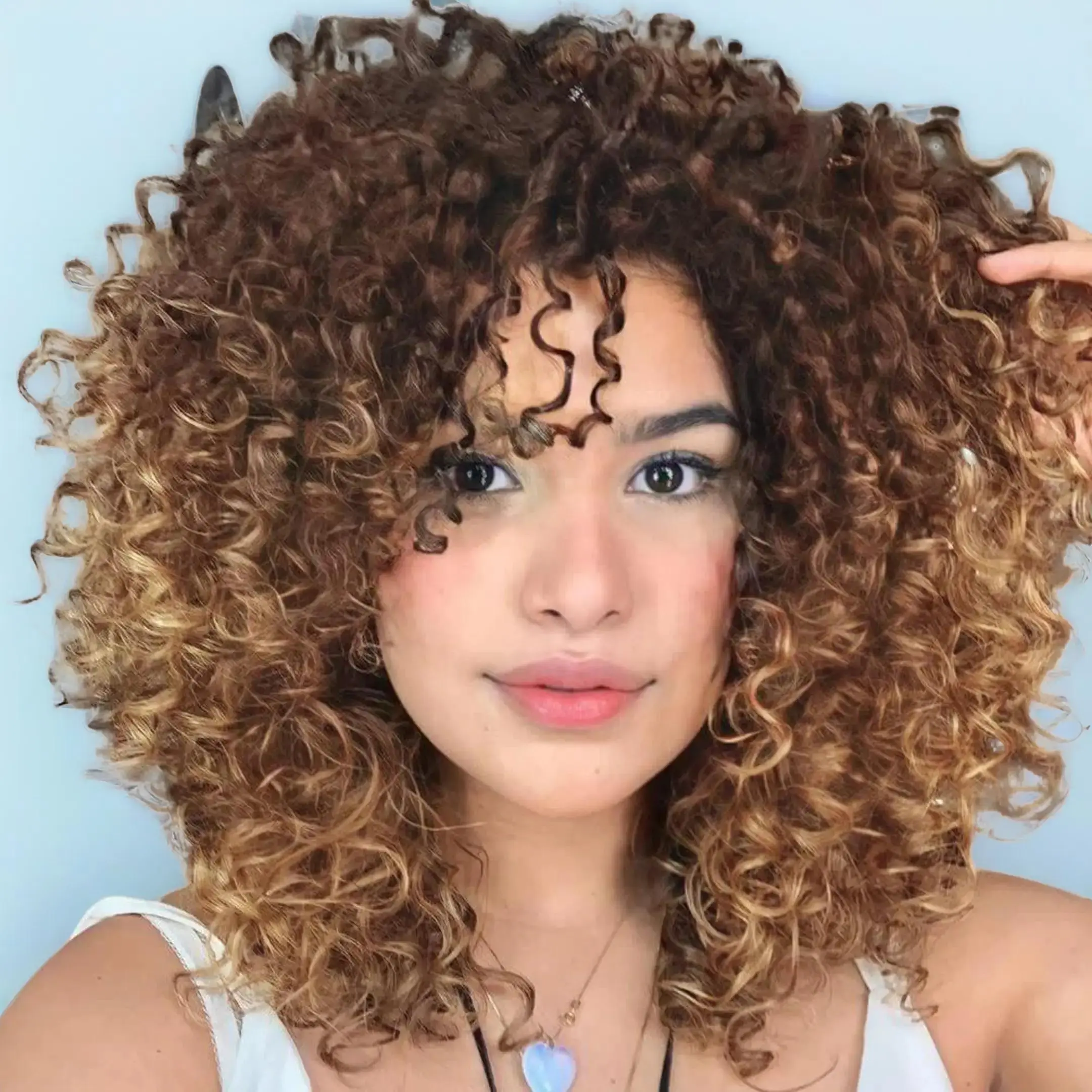 Synthetic Heat-Resistant Short Curly Wig - European & American Spice Girl Small Curl, Gradual Change Light Brown Chemical Fiber, Glueless Ready-Wear Full Machine Wig Headgear with Ponytail, Synthetic Wigs