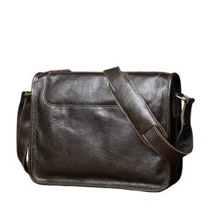 Men's Clutches - Genuine Leather Casual Crossbody Bag Men's Bag Retro Minimalist Shoulder Bag First Layer Cowhide Niche Classy Texture Messenger Bag