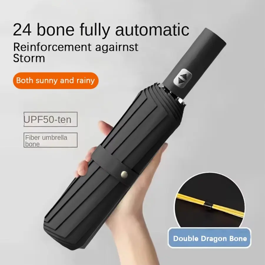 12 Rib Extra Large Auto Umbrella 106cm Compact Folding Outdoor Windproof Travel Umbrella for Men Women Sun Rain Protection Strong Portable