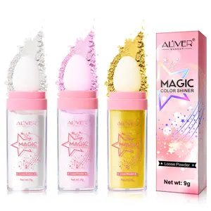 Aliver  Magic Color Shiner,Face Highlight Blusher,Fairy Patting Powder - Glitter Powder Set (3 Mixed Colors)