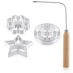 4Pcs Rosette Iron Set, Bunuelos Mold with Handle, Lotus Flower Bunuelos Cookie Press Mold, Funnel Cake Maker Kit - Home Improvement.