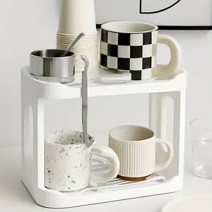 2-Tier Desktop Organizer Shelf, Multi-Functional Storage Rack for Bathroom, Vanity & Office Desk Organization