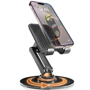 Muuhha Cell Phone Holder Height and Angle Adjustable Cell Phone Holder Universal Holder for Leisure Business Office, Home with Anti-Slip Base and Convenient Charging Port, Fits All Smart Phones Cellphone Smartphone Stand Mount