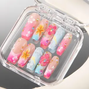 Aura Nails - 3D Floral Press On Nails Island Bloom, Summer Beach Nail Art