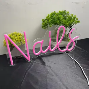 1pc LED Nails Neon Light Fomzze Sign Cool Girls Bedroom Desk Wall Decor Beauty Salon Studio Business Stores Logo Barber Shops Signs Boss Lady Birthday 5V USB Night