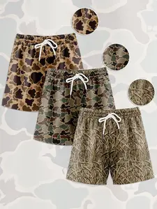Men's Camo Print Drawstring Waist Shorts, Regular Fit Casual Pocket Shorts for Summer, Men's Bottoms for Outdoor Wear, Breathable Printed Shorts