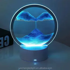 Sand Art Picture round Glass 3D Deep Sea Sandscape in Motion Display Flow