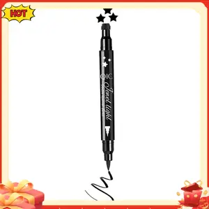 Black Liquid Eyeliner Stamp,Star Stamp Eyeliner Makeup,Double-Side Waterproof Eyeliner Pen,Long-lasting Smudge-proof Tattoo Tools,Black Eye Liner Makeup