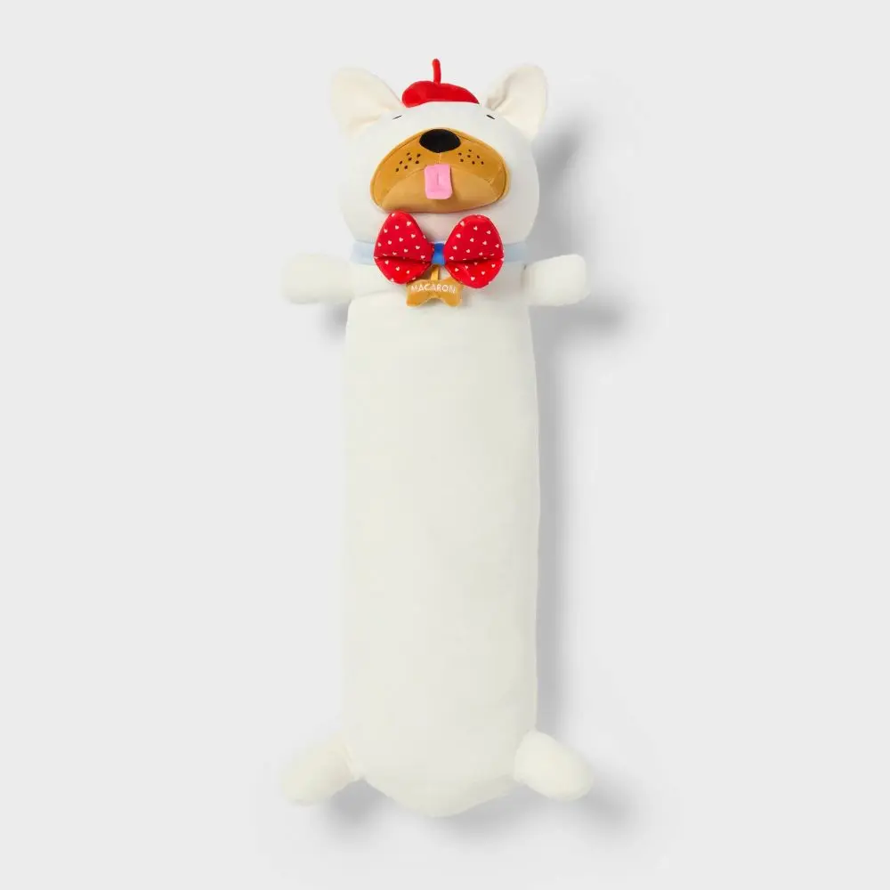 Frenchie Kids' Long Weighted Plush Throw Pillow Cream - Pillowfort