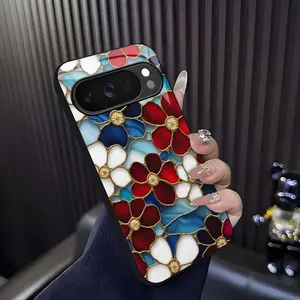 Cottagecore Aesthetic! Handcrafted stained glass floral case for Google Pixel 10 Pro, vintage art style shockproof cover — 975 outdoorfun
