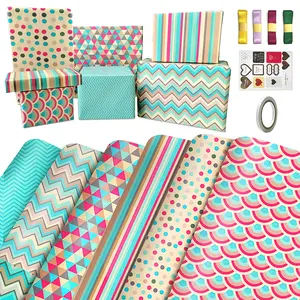 Eco-Friendly Gift Wrap Collection: 6 Premium Wrapping Paper Sheets with Decorations | Sustainable & Stylish for Birthdays, Christmas | Make Your Present Stand Out