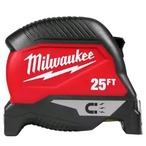 (Pack 2)Milwaukee 25FT Tape Measure - Red and Black Design, Durable and Accurate Measurement