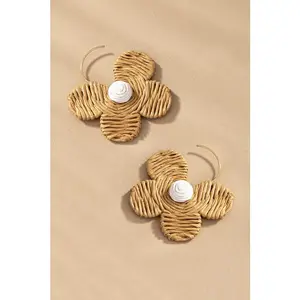 LA3accessories Raffia straw flower earrings