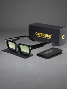 Unisex Retro Rectangular Sunglasses, Blue Light Blocking PC+cp Frame, Casual Style, Perfect for Travel Beach Music Festivals