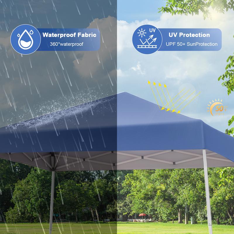 Grezone Pop Up Canopy Tent,11 x 11 ft,250 D PU Silver Coated Tarp with Portable Bag,Waterproof and Sun Shelter Gazebo for Outdoor Party,Camping,Commercial Events Rainwater Slides Off,Uv Protection