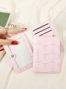 New cute bow print card holder ultra-thin, lightweight, portable cash, ID card, credit card, Card Slots Pocket, coin pocket wallet Coin Purse