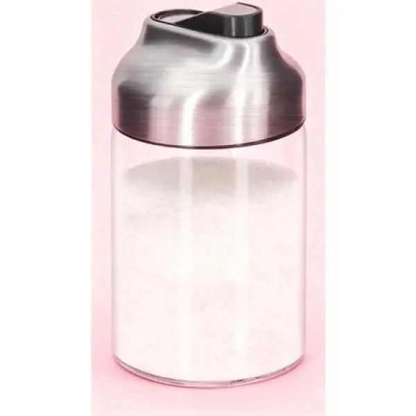 2-Piece Sturdy Stainless Steel Bottle Premium Glass Sugar Shakers - Smooth Drip-Free Spout, Weighted Base, Leak-Proof, Dishwasher Safe for Coffee, Tea