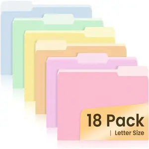 File Folders, 18 Pack Manilla Folders 8.5 x 11, Colored Folder Office Organization  School Folders for Documents Files Paper, 6 Bright Colors