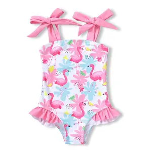 Toddler Swimsuit Girl Color Block Stripe One-Piece Swimwear Baby Girl Bathing Suits