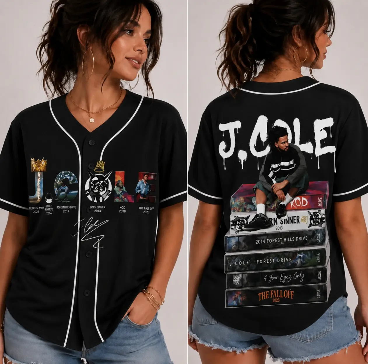 Custom J Cole Baseball Jersey | Music The Fall Off Shirt | Casual Fashion Short Sleeve Button Down Shirt
