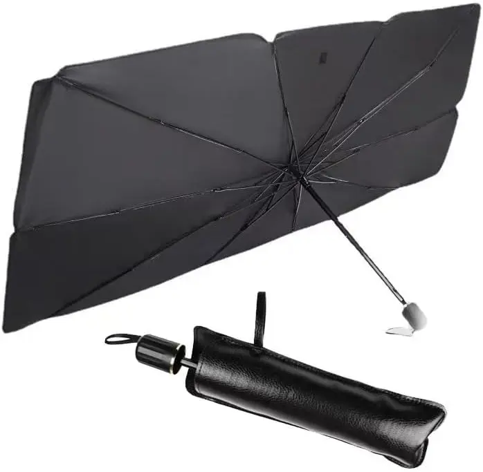 Foldable UV Blocking Car Windshield Sunshade - Full Coverage Heat Shield with Iron Frame, Portable Front Window Accessory, Toolless Quick & Easy Setup for Summer Parking & Road Trips