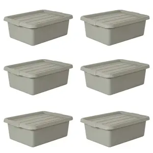 6-Pack 20" x 15" x 7" 9 Gallon meat lug, Commercial Meat Tubs with Lids, Food Grade Plastic Bus Tubs, Heavy Duty Utility Container for Dishwashing, Kitchen Prep, Restaurant Storage, Gray