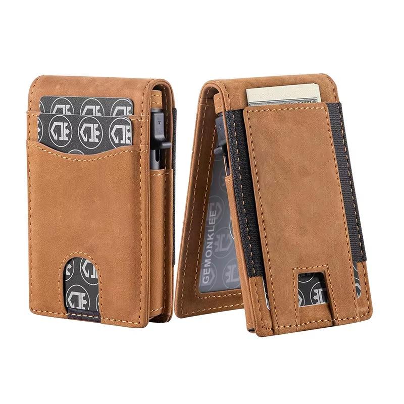 Airtag Credit Card Holder Bifold Slim Minimalist Pop up Wallet RFID Blocking Magnetic Wallet for Men