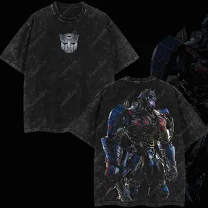 Superstyle The last Knight Orion Pax Transform Dark of the Moon Edition Double Printed Oversize Lightweight Acid Washed Tee TV Series Graphic Design Top Cotton Streetwear Film Movies T-Shirt Clothes Menswear Womenswear ZWH