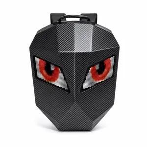 19" Led  Motorcycle Backpack with Programmable LED Screen, App-Controlled Black PVC Hard Shell Rider Bag, Water-Resistant Cyberpunk Tech Backpack for Cycling & Commuting