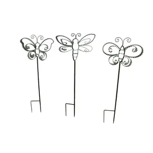Corrugated Metal Ribbon Butterfly Garden Stakes Set of 3