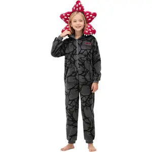 Stranger Things Demogorgon Onesie Pajamas for Unisex Fleece Hooded Jumpsuit One Piece Sleepwear Cute Cosplay Costume Christmas Pjs