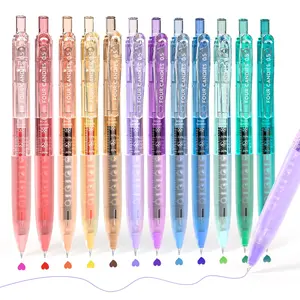 Four Candies 12Pack 0.5mm Quick Dry Retractable Gel Pen Set Cute Transparent Fine Point Multicolor Note Taking Aesthetic lnk Pens Comfort Grip 12 Ink Colors Drawing Writing School Office Home