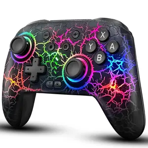Wireless RGB Gaming Controller for Switch iOS Android PC, Programmable Macro Turbo Dual Vibration Motion Control, Bluetooth Gamepad for Mobile Console and PC Gaming