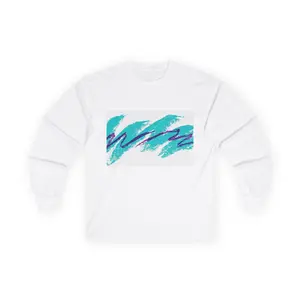 90s Jazz Cup Pattern Long Sleeve | Retro Teal Wave Graphic tees good