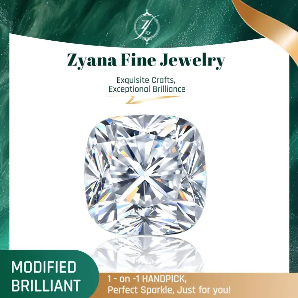 Certified Loose Lab-Created Gemstone, Cushion Modified Brilliant Cut, 1-20ct D-F Color VVS2 Clarity with Excellent Polish for Unisex Jewelry, Yes, Zyana Fine Jewelry, Adults, 1 Carat~20 Carats, Crafting Jewelry