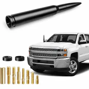 HITTCRAFT Short Car Antenna, 6061 Aluminum Alloy Replacement Antenna with 10 Adapters for Select Chevrolet, Dodge, Jeep, Ford, Toyota, GMC & Nissan Vehicles
