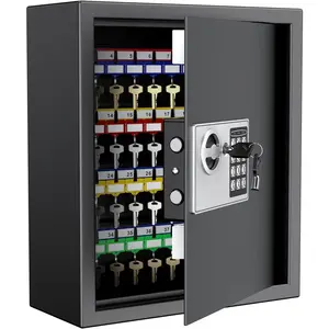 70 Position Key Cabinet with Combination & Key Lock Wall Mounted   Safe Key Organizer Black Digital with Keypad Adjustable Racks Key Tags & Permanent Pen ( Not Included)
